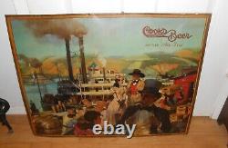 Vintage RARE Cook's Metal Beer Riverboat Sign GAS OIL SODA COLA 28 x 22