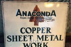 Vintage RARE Embossed Anaconda Copper Trade Metal Work Tin Trade Sign Buffalo NY