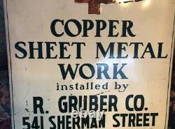 Vintage RARE Embossed Anaconda Copper Trade Metal Work Tin Trade Sign Buffalo NY