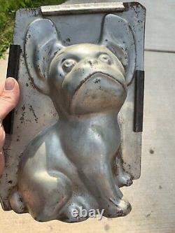 Vintage RARE Frenchie French Bulldog Large Metal 2-Pc Chocolate Candy Mold Dog