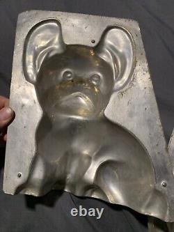 Vintage RARE Frenchie French Bulldog Large Metal 2-Pc Chocolate Candy Mold Dog