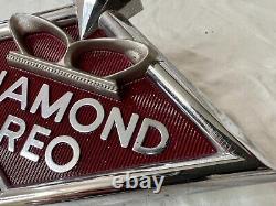 Vintage RARE GRILLE BADGE EMBLEM ORNAMENT Diamond REO cast metal