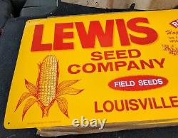 Vintage RARE Lewis Seed Co Metal Farm Sign With Corn Cob Cardinal Bird LOUISVILLE