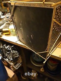 Vintage RARE MCM Gold Black Mesh Metal Atomic Waste Basket Trash Can 14x11