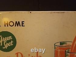 Vintage RARE Old GREEN SPOT Advertising Orange Soft Drink Metal Display Sign