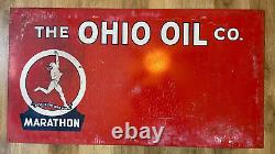 Vintage RARE Original Marathon The Ohio Oil Co. Oil Lease Metal Sign