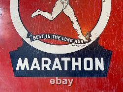 Vintage RARE Original Marathon The Ohio Oil Co. Oil Lease Metal Sign