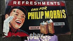 Vintage RARE Phillip Morris Cigarettes Tobacco Refreshments Metal Sign GAS OIL