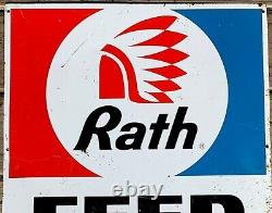 Vintage RARE Rath Farm Seed Corn Feed metal sign Indian Feather Graphics