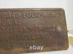 Vintage RARE Seaboard Air Lie Railroad Equipment Trust Safe Deposit Metal Plaque