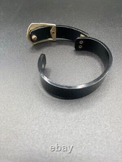 Vintage Rare 1940'S-50'S BLACK BAKELITE METAL BUCKLE CUFF BRACELET