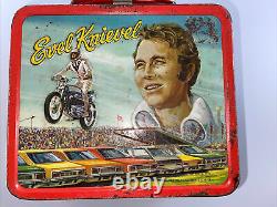 Vintage Rare 1974 Evel Knievel Metal Lunchbox Pail Stunt Cycle By Aladdin
