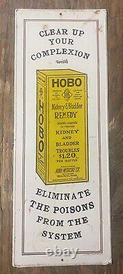 Vintage Rare 1974 Original 19 1/4 X 7 1/4 Hobo Remedy Drug Store Metal Sign