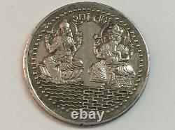 Vintage Rare 2 Pc Metal Goddess Laxmi God Ganesha Good Luck Token Coin Rare