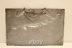 Vintage Rare Art Relief Metal Wall Hand Painted Picture With Hunting Scene