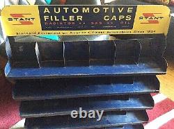 Vintage Rare Automotive Stant Filler Caps Metal Display Rack Gas/Oil Sign