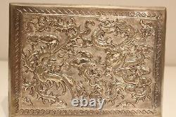 Vintage Rare Beautiful Hand Made Metal China Or Japan Box Case With Dragons