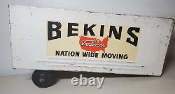 Vintage Rare Bekins Van Liner Trailer Metal Single Axle Rubber Wheels