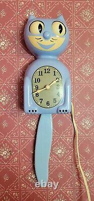 Vintage Rare Blue 1940's Working KIT CAT KLOCK Clock Kat