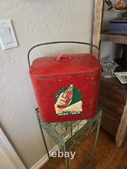 Vintage Rare COCA-COLA Original Metal Coca-Cola Cooler/ With Lid 12x12x8
