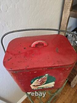 Vintage Rare COCA-COLA Original Metal Coca-Cola Cooler/ With Lid 12x12x8