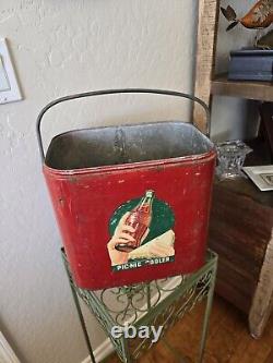 Vintage Rare COCA-COLA Original Metal Coca-Cola Cooler/ With Lid 12x12x8