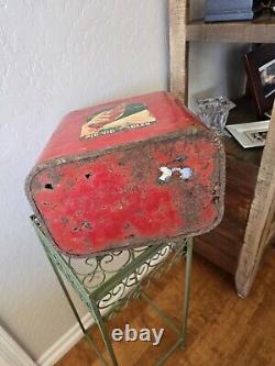 Vintage Rare COCA-COLA Original Metal Coca-Cola Cooler/ With Lid 12x12x8