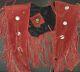 Vintage Rare Chasser Collar Poncho Suede Leather Red With Tassels Metal Buttons