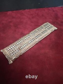 Vintage Rare Cribbage Board, Metal With Nickel Finish