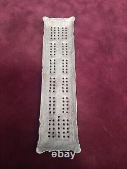 Vintage Rare Cribbage Board, Metal With Nickel Finish