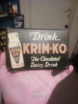 Vintage Rare Drink Krimko Chocolate Milk Dairy Drink Metal Advertising Sign