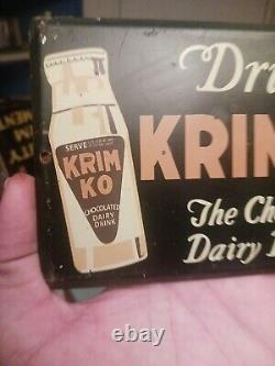 Vintage Rare Drink Krimko Chocolate Milk Dairy Drink Metal Advertising Sign