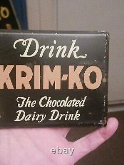 Vintage Rare Drink Krimko Chocolate Milk Dairy Drink Metal Advertising Sign
