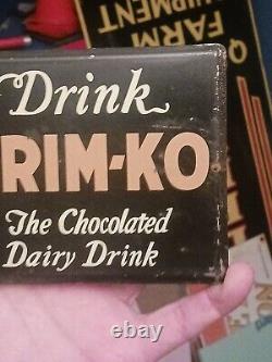 Vintage Rare Drink Krimko Chocolate Milk Dairy Drink Metal Advertising Sign