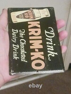 Vintage Rare Drink Krimko Chocolate Milk Dairy Drink Metal Advertising Sign