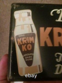 Vintage Rare Drink Krimko Chocolate Milk Dairy Drink Metal Advertising Sign