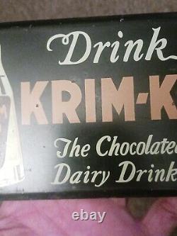Vintage Rare Drink Krimko Chocolate Milk Dairy Drink Metal Advertising Sign