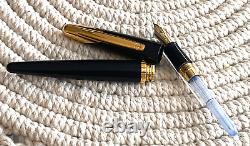 Vintage Rare Dunhill Alfred 18k 750 Gold F Nib Metallic Black Fountain Pen