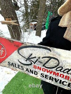 Vintage Rare Early Metal Outboard Gas Oil Dealer Ski-Daddler Snowmobile Sign