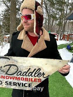 Vintage Rare Early Metal Outboard Gas Oil Dealer Ski-Daddler Snowmobile Sign