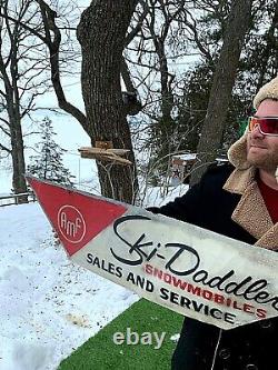 Vintage Rare Early Metal Outboard Gas Oil Dealer Ski-Daddler Snowmobile Sign