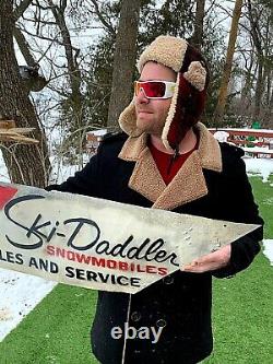 Vintage Rare Early Metal Outboard Gas Oil Dealer Ski-Daddler Snowmobile Sign