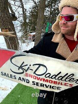 Vintage Rare Early Metal Outboard Gas Oil Dealer Ski-Daddler Snowmobile Sign