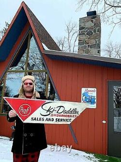 Vintage Rare Early Metal Outboard Gas Oil Dealer Ski-Daddler Snowmobile Sign