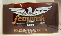 Vintage Rare Fenwick Fishing Rods Premium Dealer Metal Sign 36''x20'' Mancave