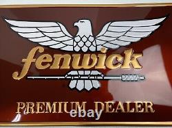 Vintage Rare Fenwick Fishing Rods Premium Dealer Metal Sign 36''x20'' Mancave
