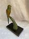 Vintage Rare French Art Deco Metal Parrot Figurine Painted 1900's