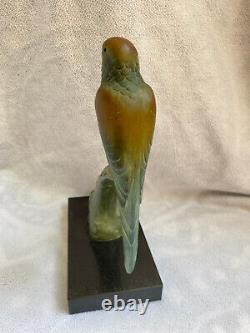 Vintage Rare French Art deco metal Parrot Figurine Painted 1900's