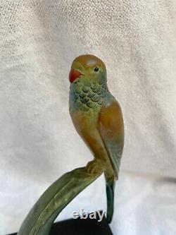 Vintage Rare French Art deco metal Parrot Figurine Painted 1900's