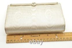 Vintage Rare GUCCI Evening Bag Silver Satin Silk Small Authentic 1960's Purse